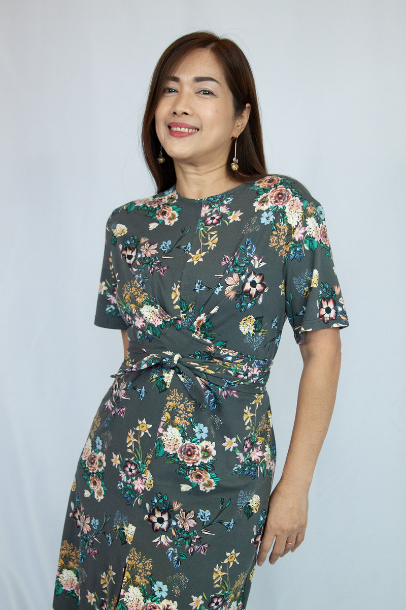 Rose Knit Dress With Bow Rose of Sharon Singapore