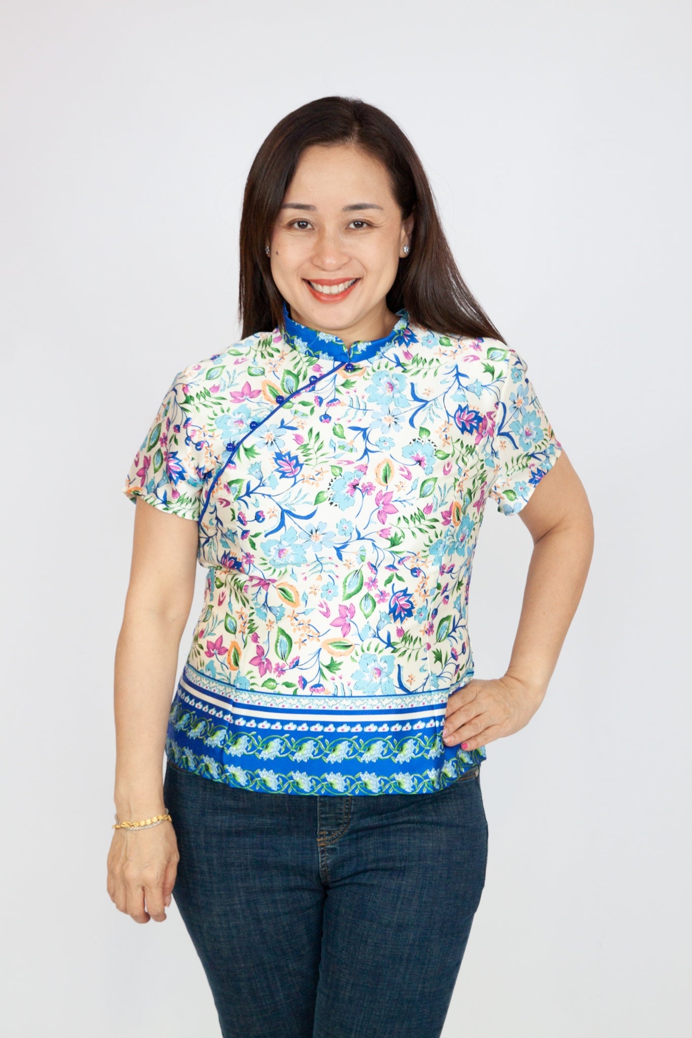 satin oriental top