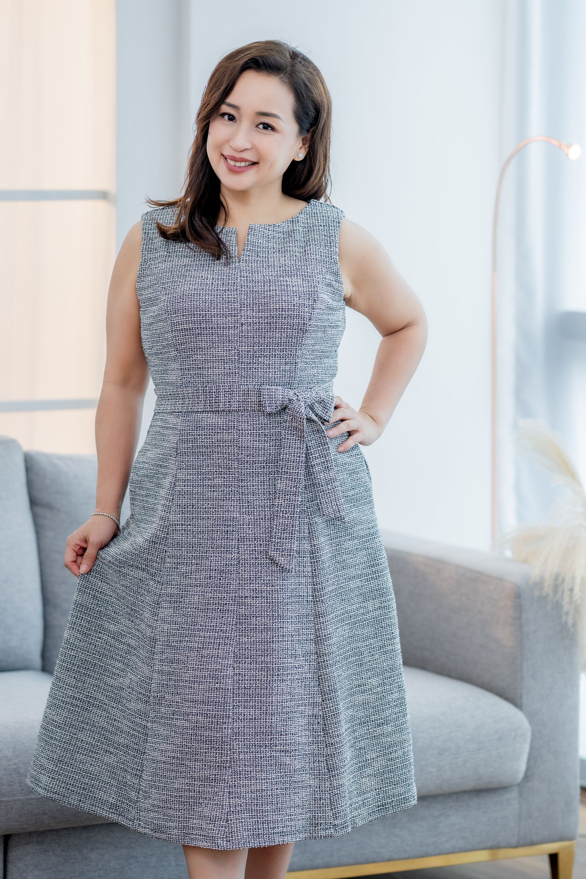 tweed dress 150 新品　タグ付き Belted Tweed Dress – Rose of Sharon Singapore
