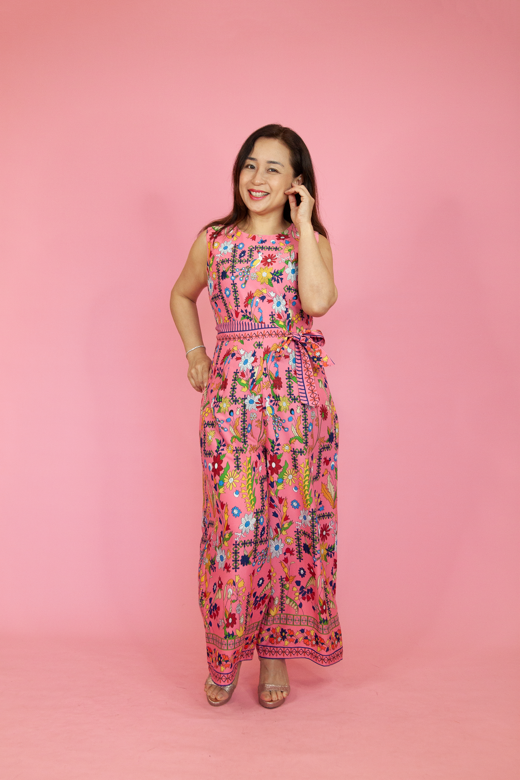 Bright floral sales jumpsuit